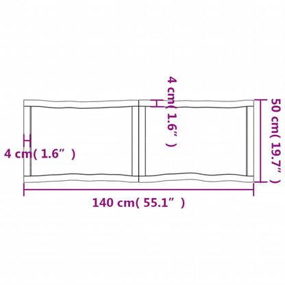 Piano per Tavolo 140x50x(2-6) cm Rovere Non Trattato Bordi Vivi - homemem39