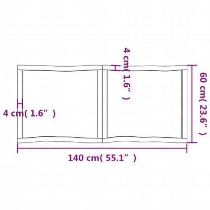 Piano per Tavolo 140x60x(2-6) cm Rovere Non Trattato Bordi Vivi - homemem39