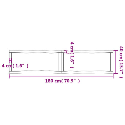 Piano per Tavolo 180x40x(2-6) cm Rovere Non Trattato Bordi Vivi - homemem39