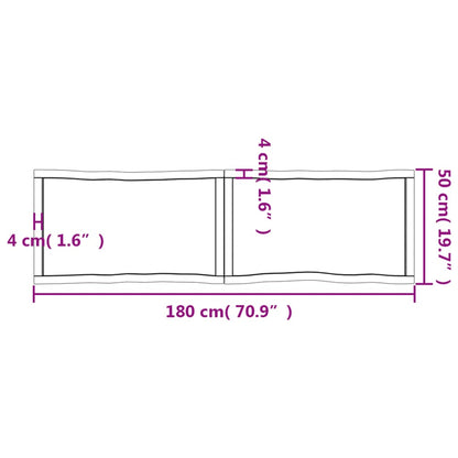 Piano per Tavolo 180x50x(2-6) cm Rovere Non Trattato Bordi Vivi - homemem39