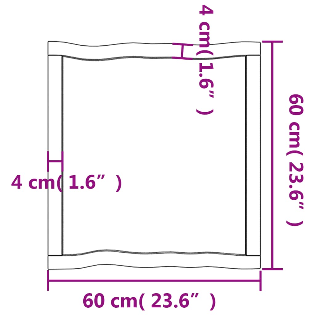 Piano Tavolo Marrone Chiaro 60x60x(2-4) cm Rovere Non Trattato - homemem39