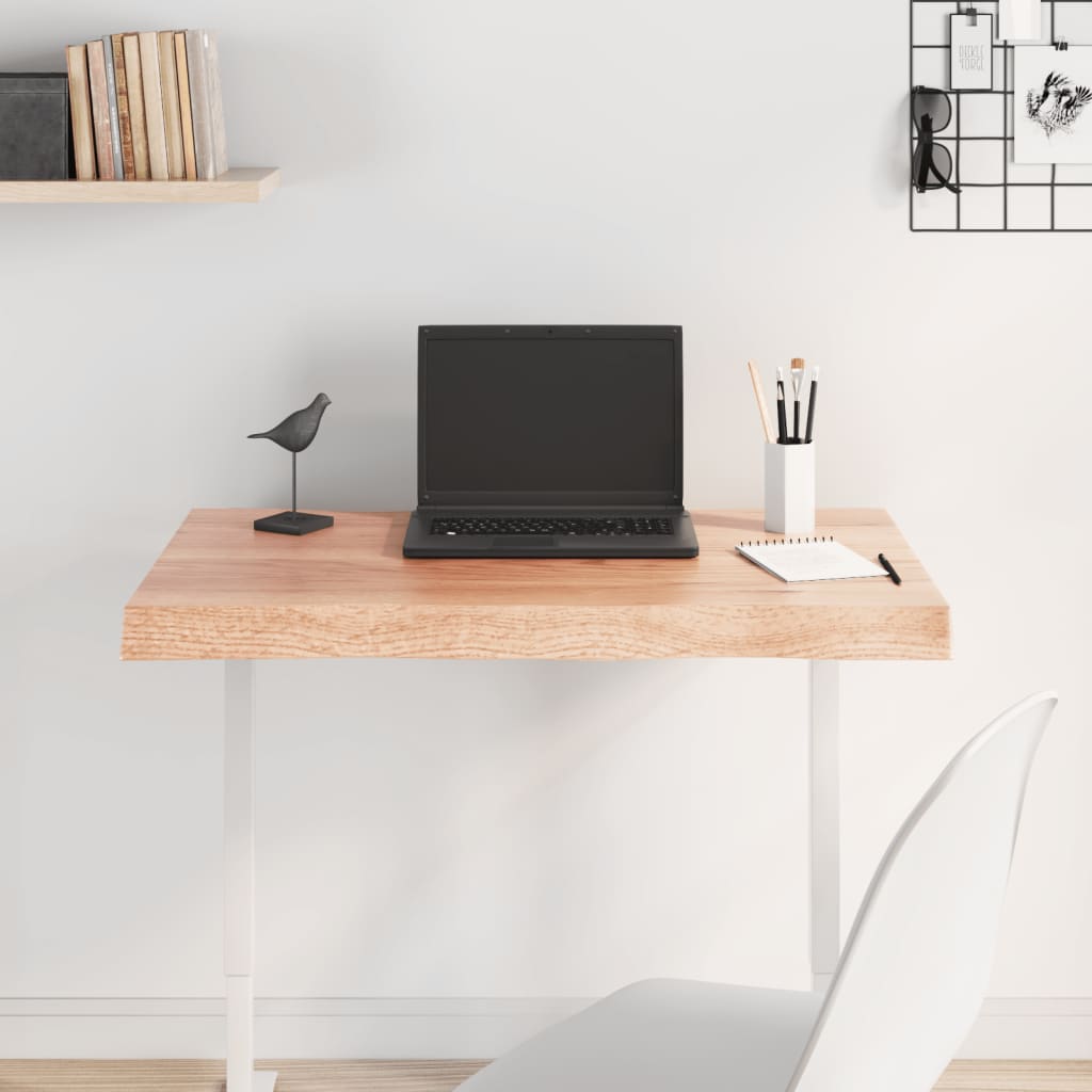 Piano Tavolo Marrone Chiaro 80x40x(2-6) cm Rovere Non Trattato - homemem39