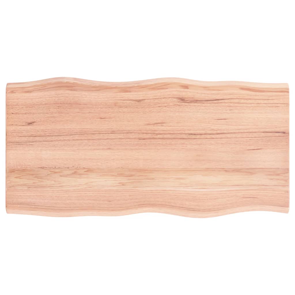 Piano Tavolo Marrone Chiaro 100x50x2 cm in Rovere Non Trattato | homemem39