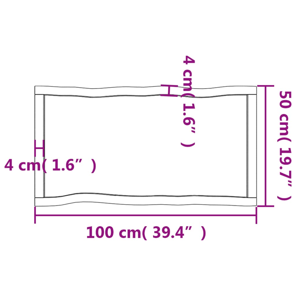 Piano Tavolo Marrone Chiaro 100x50x(2-6) cm Rovere Non Trattato - homemem39