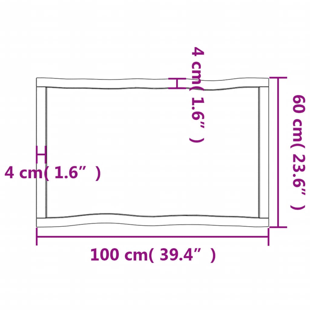 Piano Tavolo Marrone Chiaro 100x60x(2-6) cm Rovere Non Trattato - homemem39