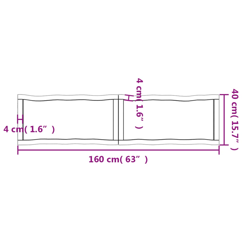 Piano Tavolo Marrone Chiaro 160x40x(2-4) cm Rovere Non Trattato - homemem39