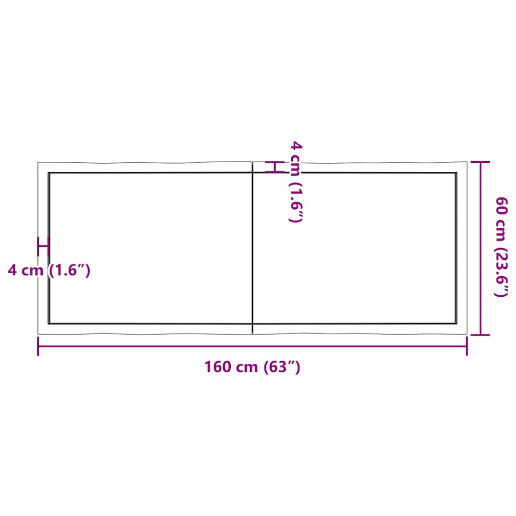 Piano Tavolo Marrone Chiaro 160x60x(2-4) cm Rovere Non Trattato