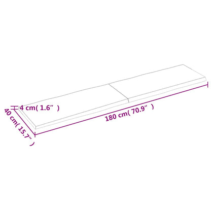 Piano Tavolo Marrone Chiaro 180x40x(2-4) cm Rovere Non Trattato | homemem39