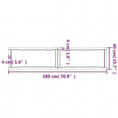 Piano Tavolo Marrone Chiaro 180x40x(2-4) cm Rovere Non Trattato - homemem39