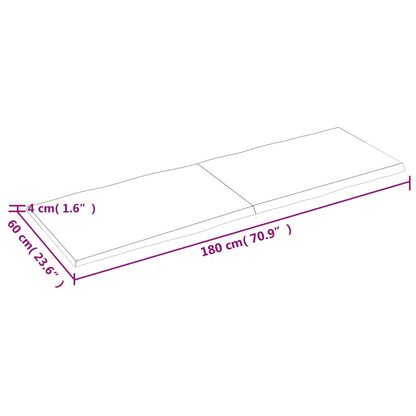 Piano Tavolo Marrone Chiaro 180x60x(2-4) cm Rovere Non Trattato - homemem39