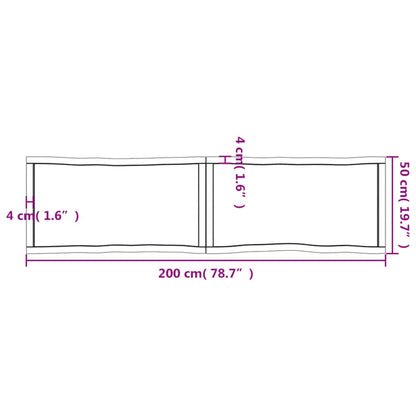 Piano Tavolo Marrone Chiaro 200x50x(2-4) cm Rovere Non Trattato - homemem39