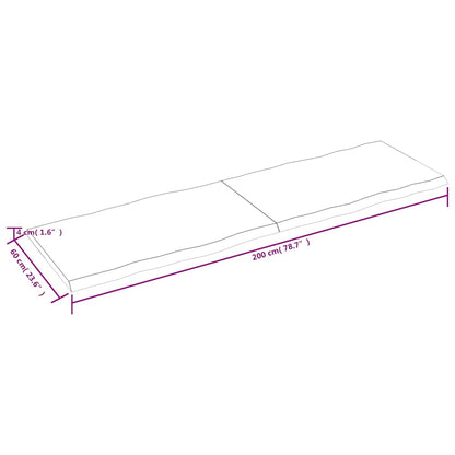 Piano Tavolo Marrone Chiaro 200x60x(2-4) cm Rovere Non Trattato | homemem39