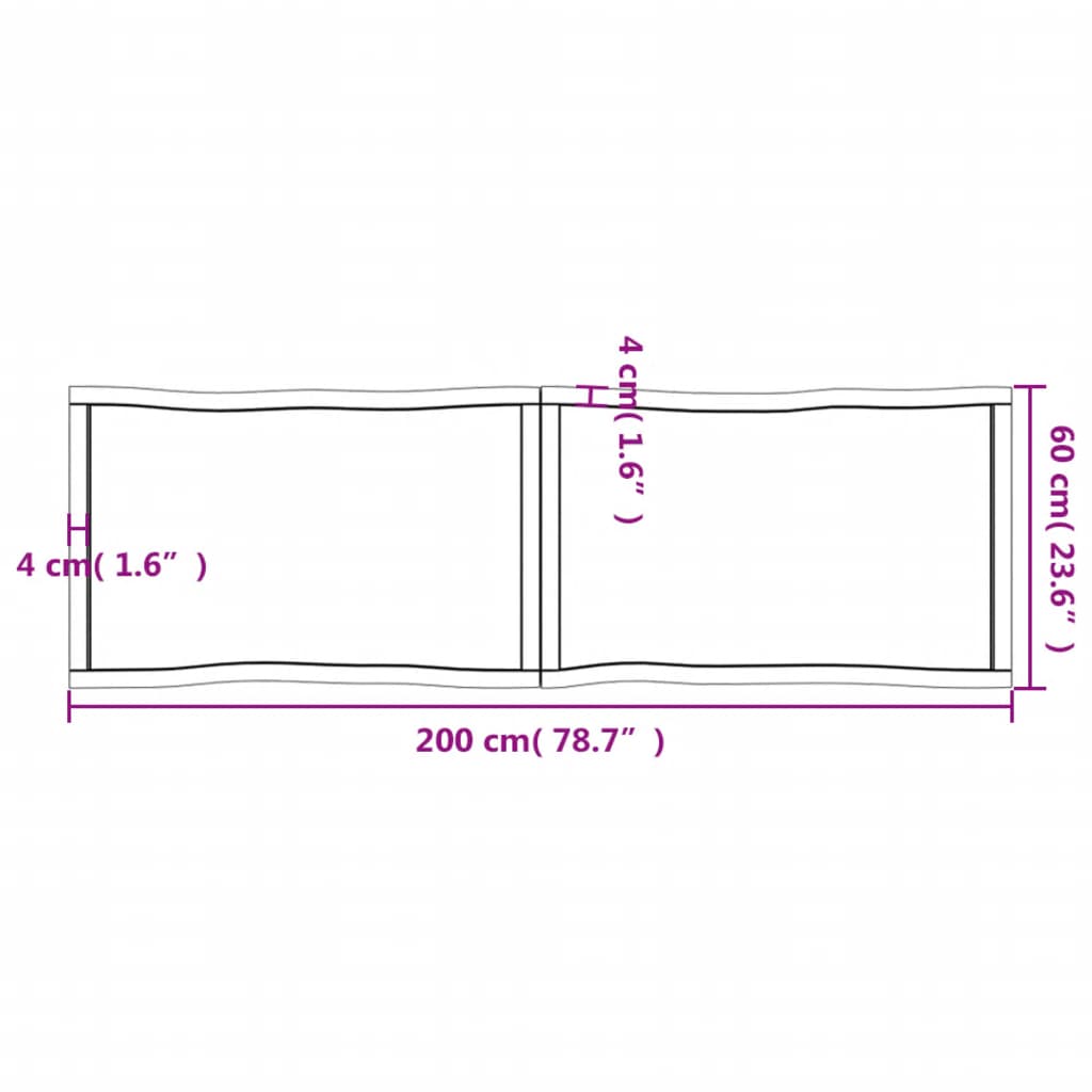 Piano Tavolo Marrone Chiaro 200x60x(2-6) cm Rovere Non Trattato - homemem39