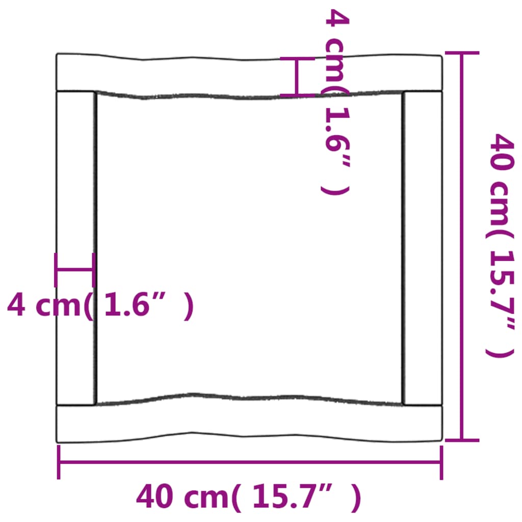 Piano Tavolo Marrone Scuro 40x40x(2-6)cm in Rovere Non Trattato - homemem39