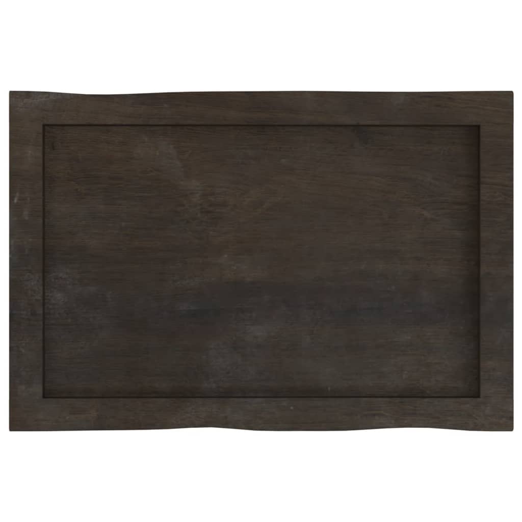 Piano Tavolo Marrone Scuro 60x40x(2-4)cm in Rovere Non Trattato - homemem39