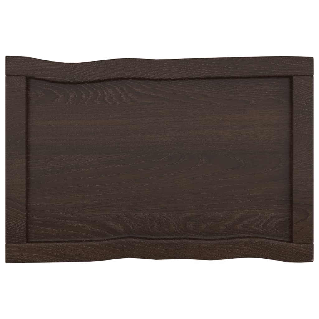 Piano Tavolo Marrone Scuro 60x40x(2-4)cm in Rovere Non Trattato - homemem39