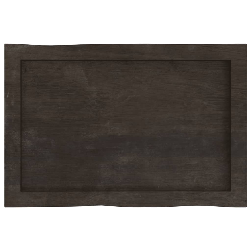 Piano Tavolo Marrone Scuro 60x40x(2-6)cm in Rovere Non Trattato - homemem39