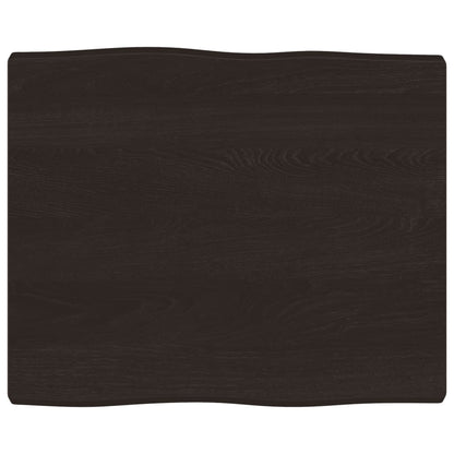 Piano Tavolo Marrone Scuro 60x50x(2-4)cm in Rovere Non Trattato - homemem39
