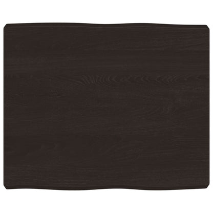 Piano Tavolo Marrone Scuro 60x50x(2-6)cm in Rovere Non Trattato - homemem39