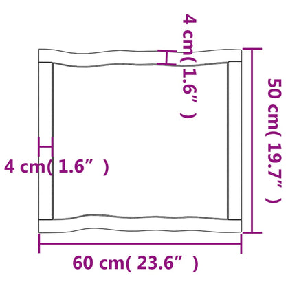 Piano Tavolo Marrone Scuro 60x50x(2-6)cm in Rovere Non Trattato - homemem39