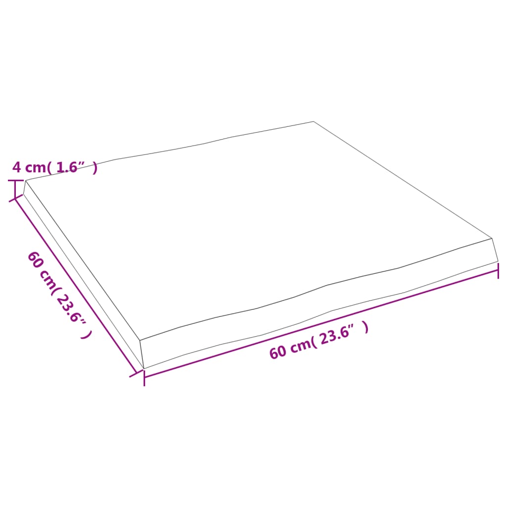 Piano Tavolo Marrone Scuro 60x60x(2-4)cm in Rovere Non Trattato | homemem39