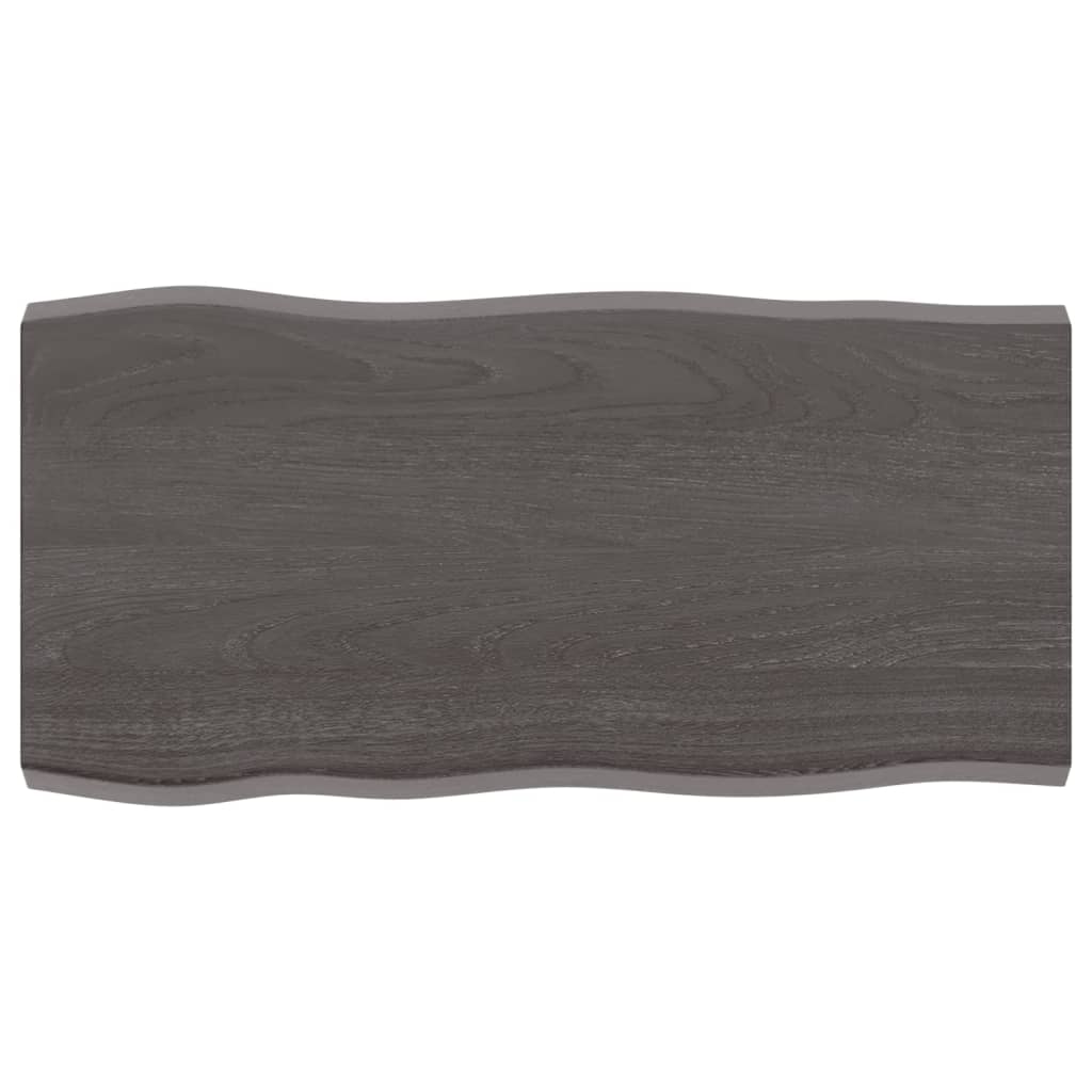 Piano Tavolo Marrone Scuro 80x40x(2-4)cm in Rovere Non Trattato - homemem39