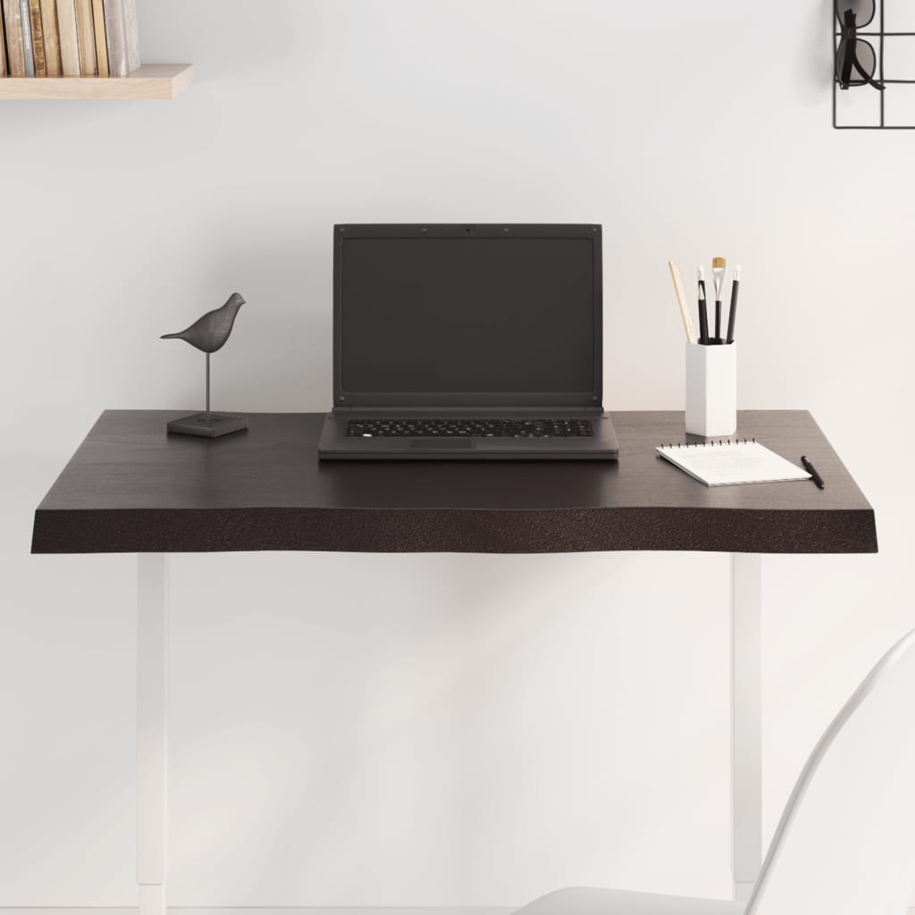 Piano Tavolo Marrone Scuro 80x40x(2-4)cm in Rovere Non Trattato - homemem39