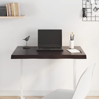 Piano Tavolo Marrone Scuro 80x50x(2-4)cm in Rovere Non Trattato - homemem39