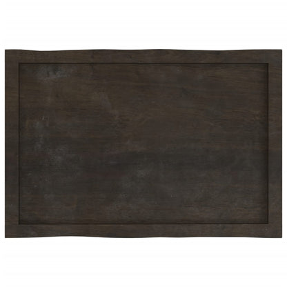 Piano Tavolo Marrone Scuro 80x50x(2-4)cm in Rovere Non Trattato - homemem39