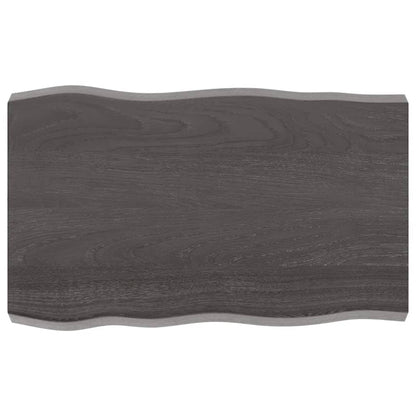 Piano Tavolo Marrone Scuro 80x50x(2-6)cm in Rovere Non Trattato - homemem39