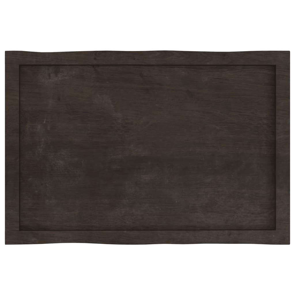 Piano Tavolo Marrone Scuro 80x50x(2-6)cm in Rovere Non Trattato - homemem39