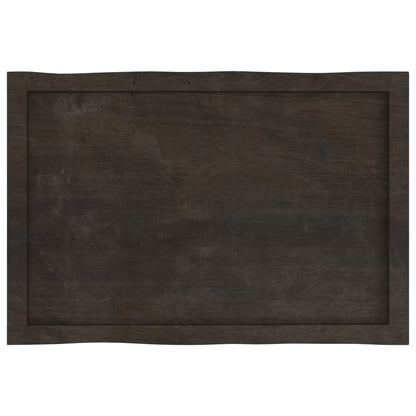 Piano Tavolo Marrone Scuro 80x50x(2-6)cm in Rovere Non Trattato - homemem39