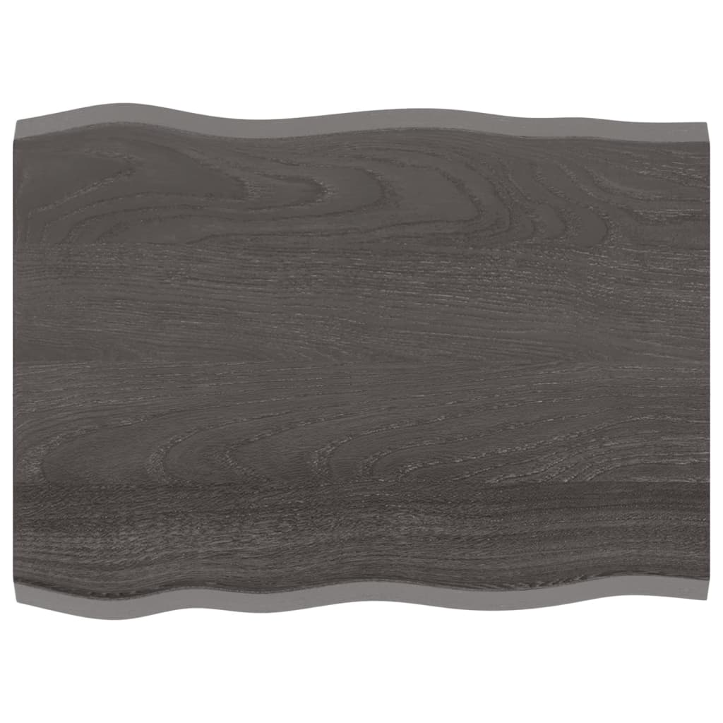 Piano Tavolo Marrone Scuro 80x60x2 cm in Rovere Non Trattato - homemem39