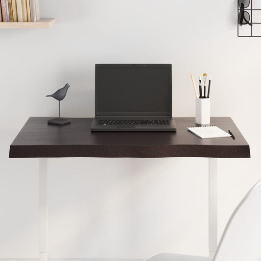 Piano Tavolo Marrone Scuro 80x60x(2-4)cm in Rovere Non Trattato - homemem39