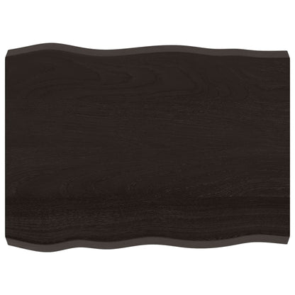 Piano Tavolo Marrone Scuro 80x60x(2-6)cm in Rovere Non Trattato - homemem39