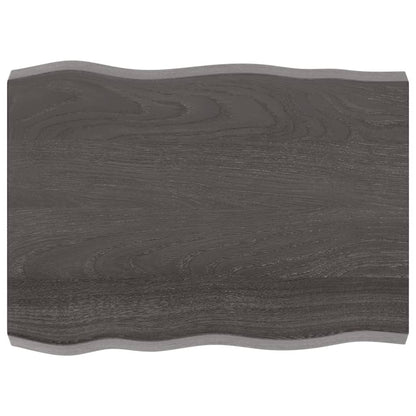 Piano Tavolo Marrone Scuro 80x60x(2-6)cm in Rovere Non Trattato - homemem39