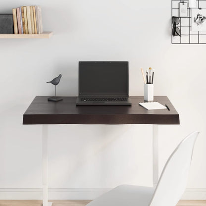 Piano Tavolo Marrone Scuro 80x60x(2-6)cm in Rovere Non Trattato - homemem39