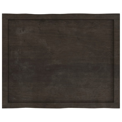 Piano Tavolo Marrone Scuro 80x60x(2-6)cm in Rovere Non Trattato - homemem39