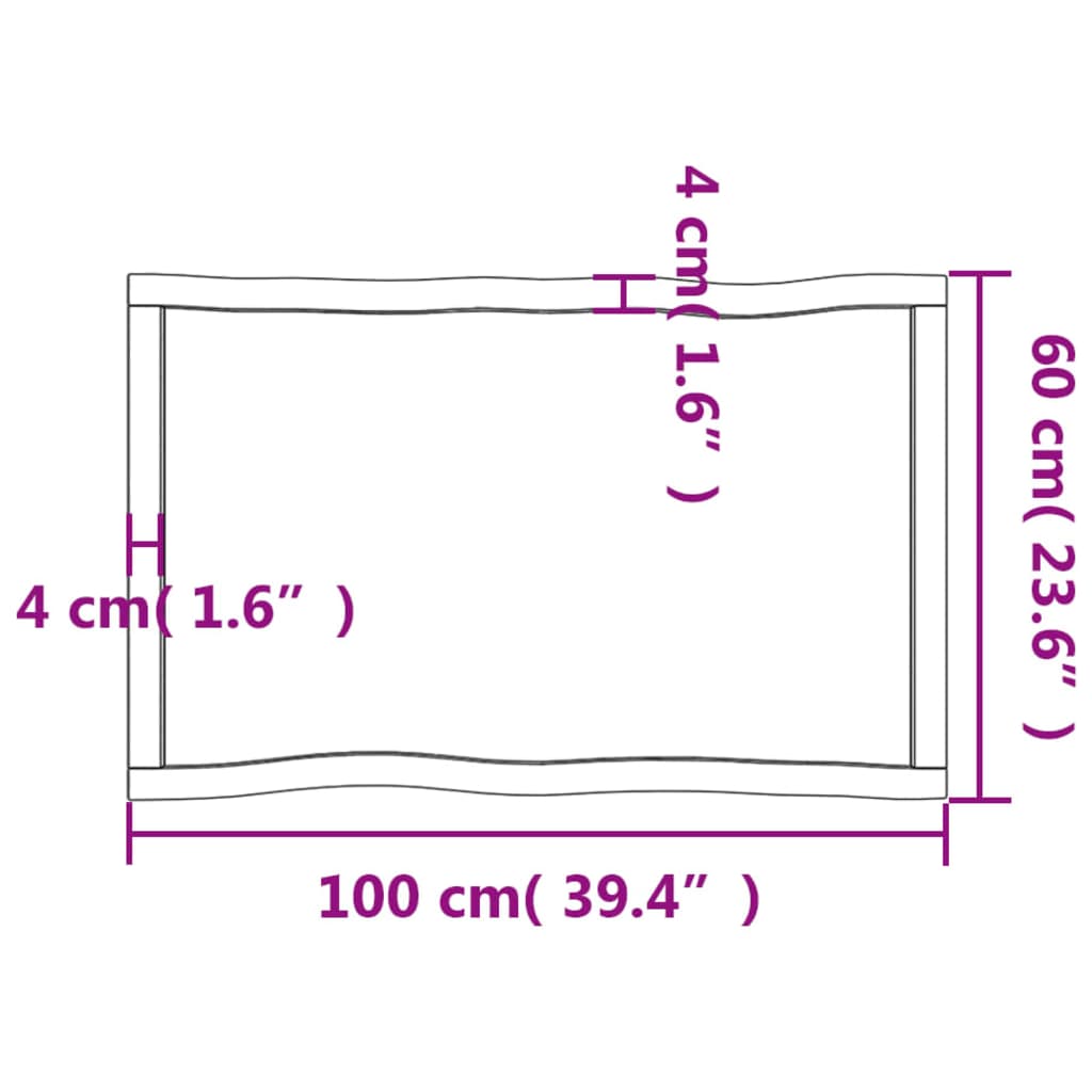 Piano Tavolo Marrone Scuro 100x60x(2-4)cm Rovere Non Trattato - homemem39