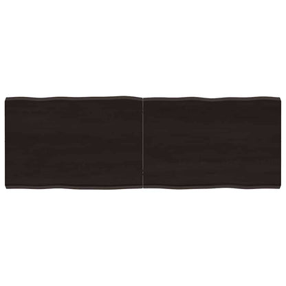 Piano Tavolo Marrone Scuro 120x40x(2-4)cm Rovere Non Trattato