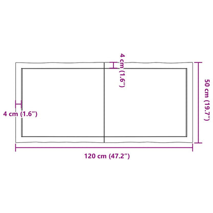 Piano Tavolo Marrone Scuro 120x50x(2-6)cm Rovere Non Trattato