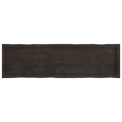 Piano Tavolo Marrone Scuro 140x40x(2-6)cm Rovere Non Trattato