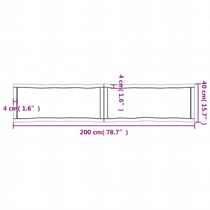 Piano Tavolo Marrone Scuro 200x40x(2-6)cm Rovere Non Trattato - homemem39