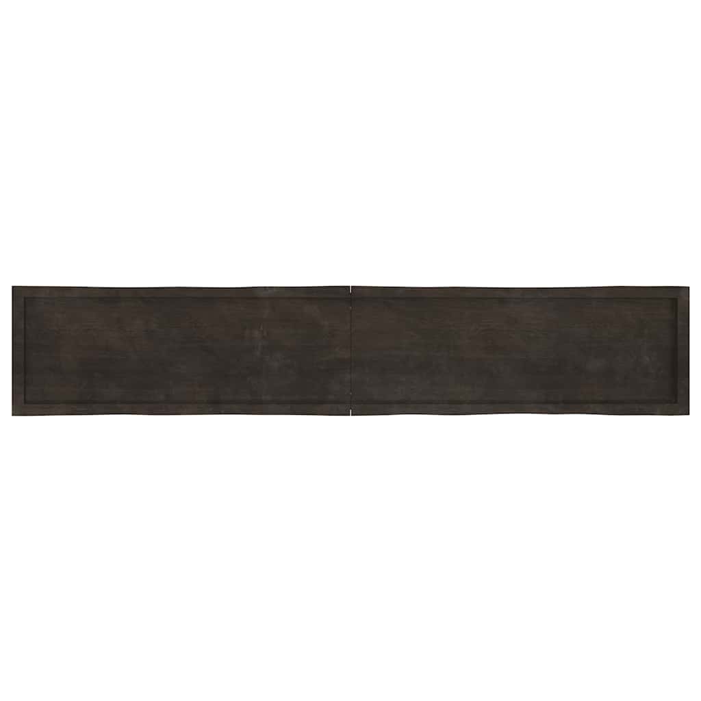 Piano Tavolo Marrone Scuro 220x40x(2-6)cm Rovere Non Trattato