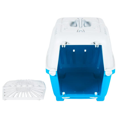 Trasportino per Animali Bianco e Blu 48x31,5x33cm Polipropilene | homemem39