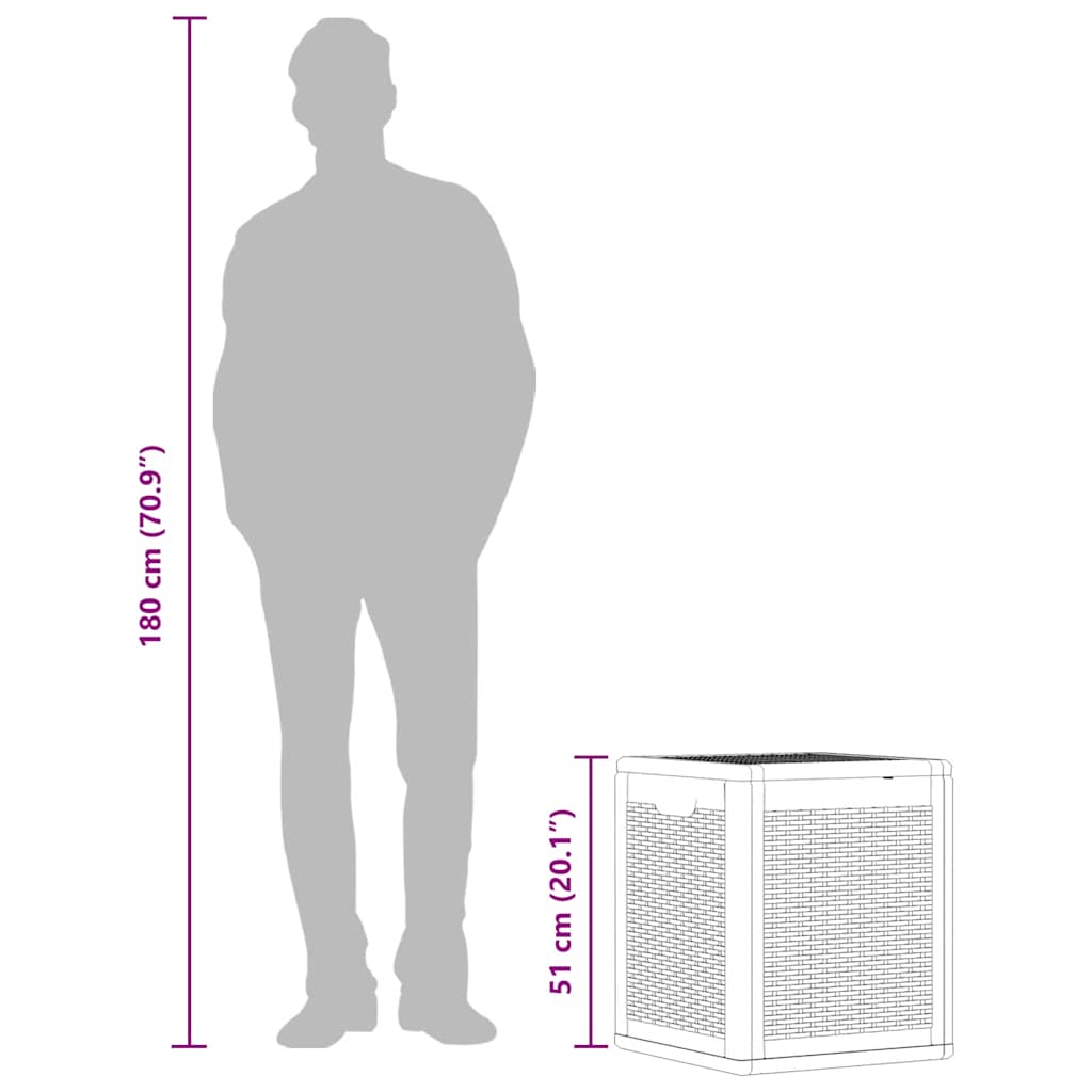 Contenitore da Giardino Grigio in Rattan PP 90 L - homemem39