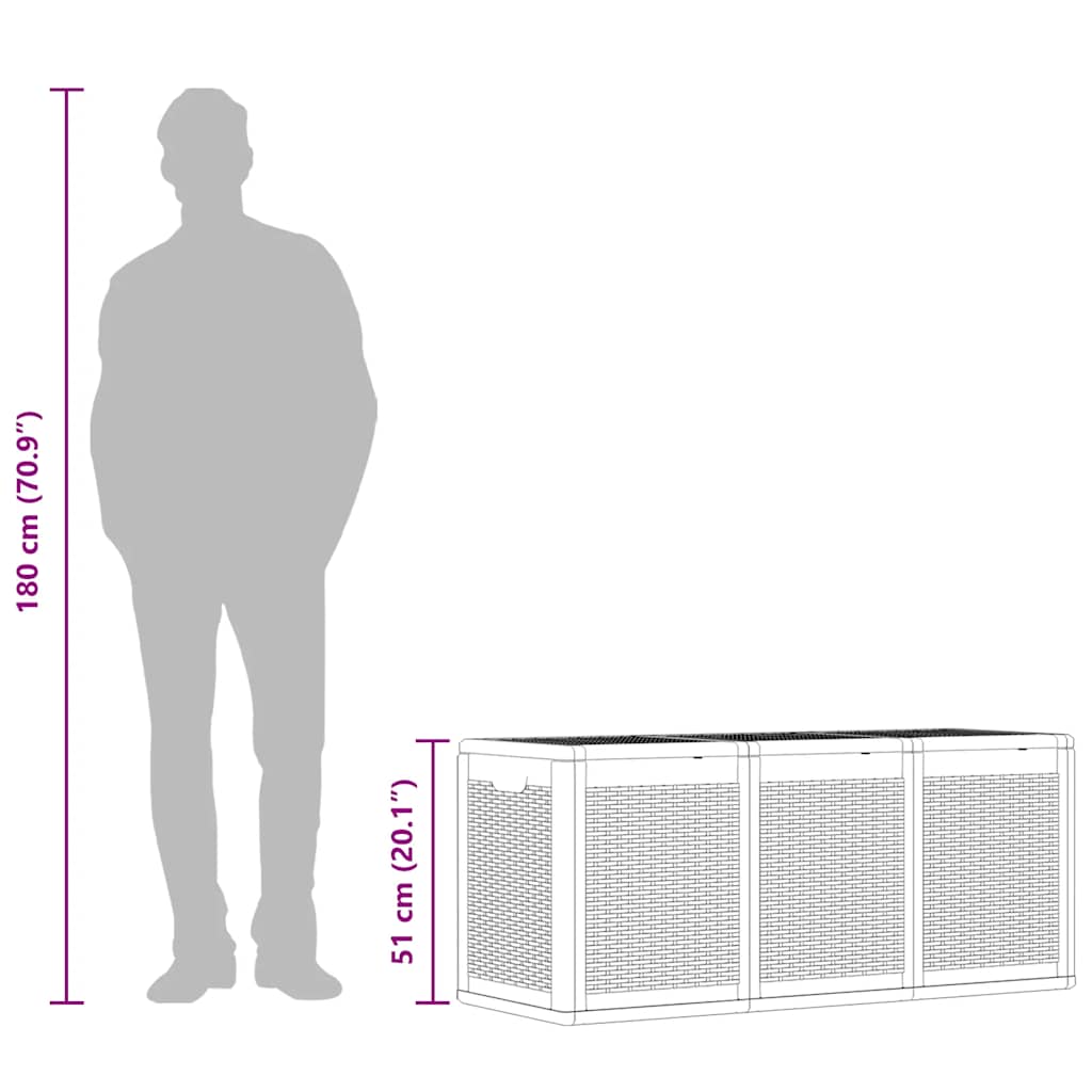 Contenitore da Giardino Grigio in Rattan PP 270 L - homemem39