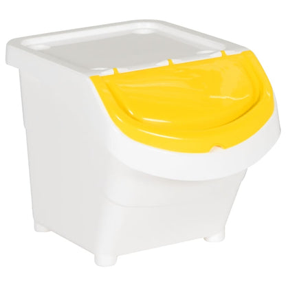 Cestini per Rifiuti Impilabili con Coperchi 3pz Bianchi PP 78 L | homemem39