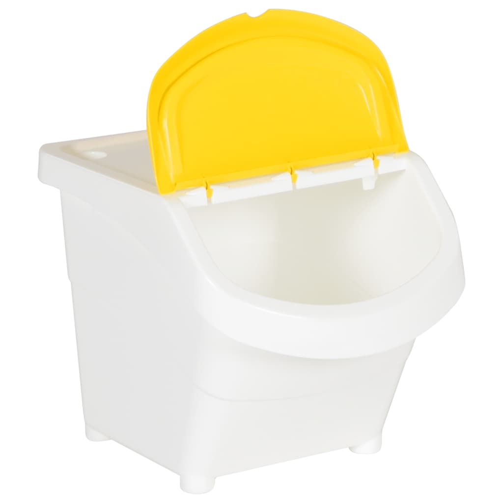 Cestini per Rifiuti Impilabili con Coperchi 3pz Bianchi PP 78 L | homemem39