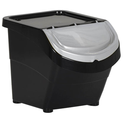 Cestini per Rifiuti Impilabili con Coperchi 3pz Neri in PP 78 L | homemem39